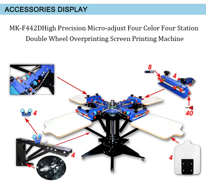 4 Color 4 Station Manual Rotary Screen Printers for T-Shirt