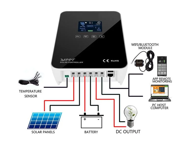 CE RoHS 60A 12V 24V MPPT Solar Charge Controller for Charge Li-ion Batteries with Touch Screen WiFi APP Monitor