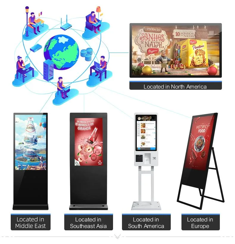 Content Management Software Videos Player Floor Standing Touch Screeen 43 Inch Digital Signage for Restaurant