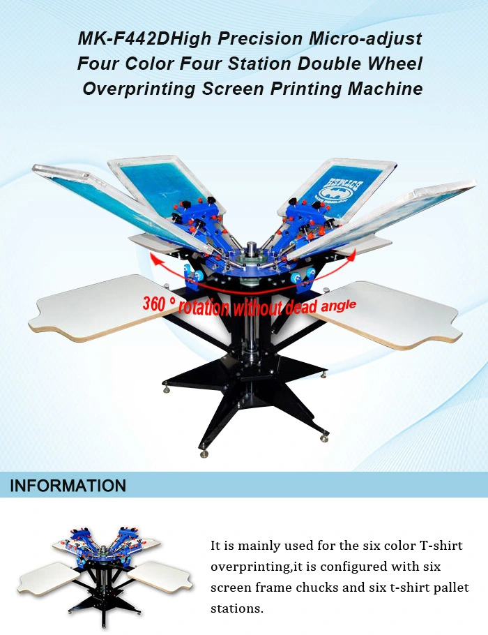 4 Color 4 Station Manual Rotary Screen Printers for T-Shirt