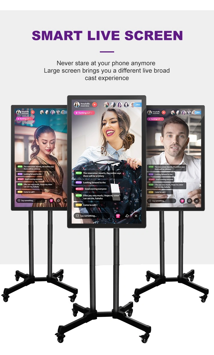 32/43/55 Inch Live Streaming Live Stream Live Broadcast Equipment Touch Screen Monitor Kiosk Large Screen for Mobile Phone Computer Screen Sharing