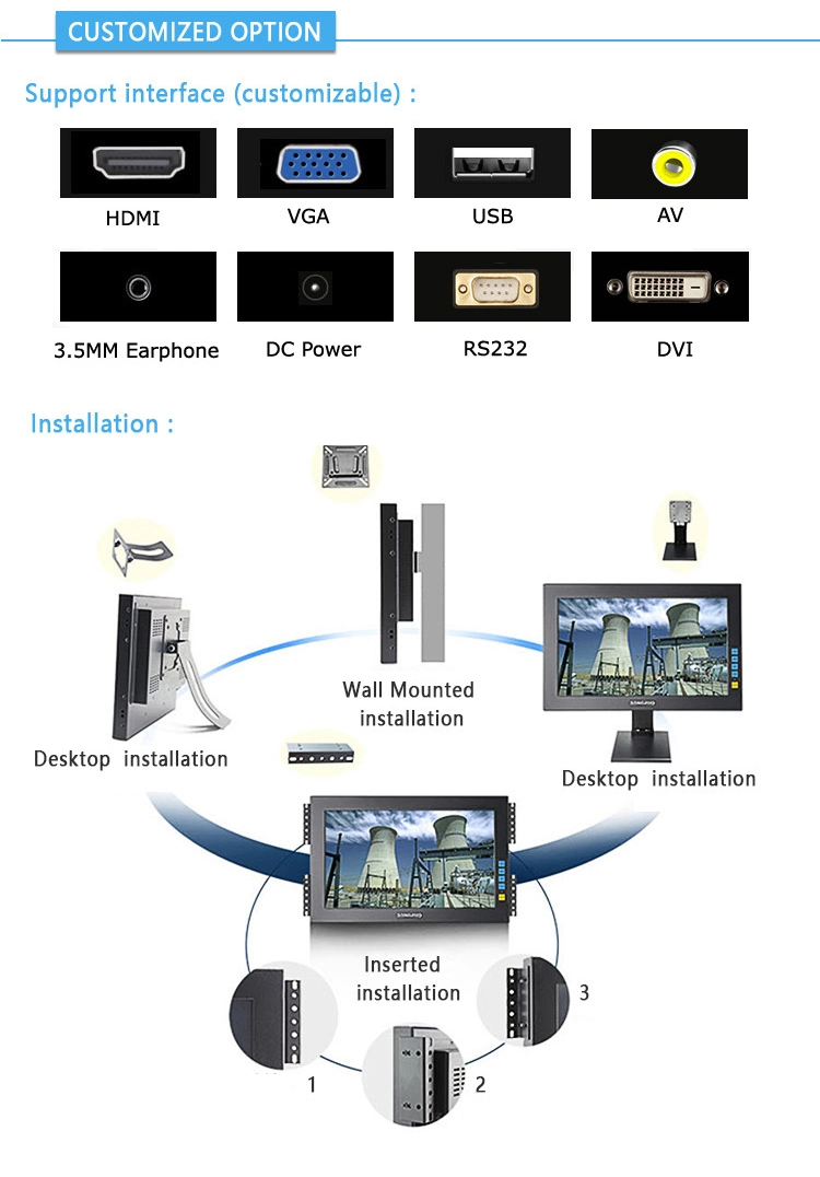 Customized Capacitive Touch Screnn Metal Case Industrial 10&quot; 12&quot; 15&quot; 17&quot; 18.5&quot; 19&quot; 21.5&quot; 32&quot; Inch Open Frame Touch Monitor