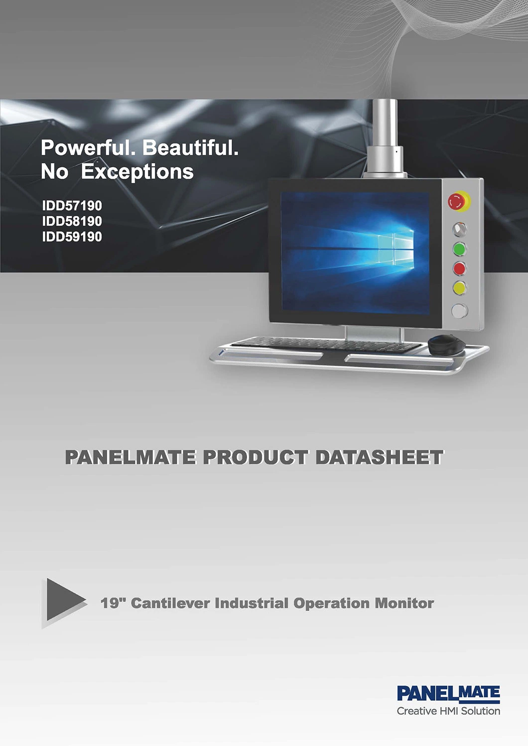 19 Inch Industrial Operation Panel HMI Cantilever Enclosure Supported Arm System Capacitive Touch Screen LCD Display IP65 Waterproof Dustproof Monitor