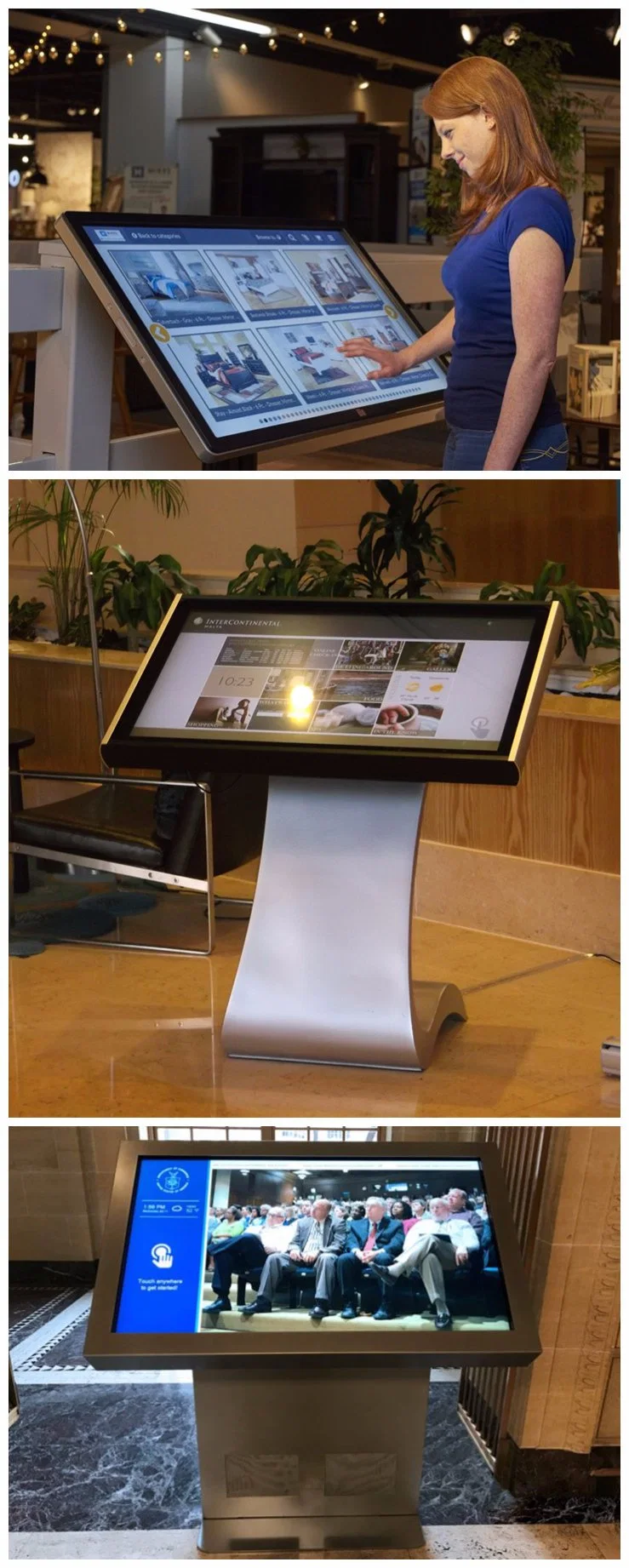 Large Size LCD Touch Screen Horizontal/ Floor Standing Touch Monitor All in One Computer for Shopping Mall Advertising Player