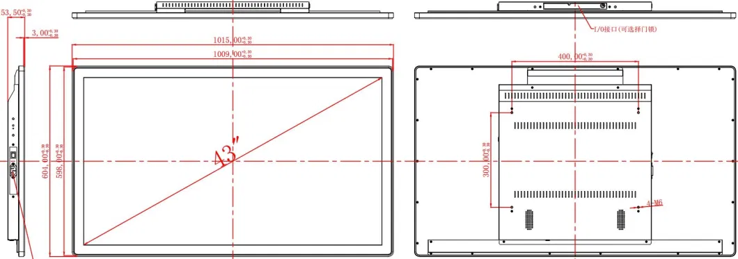 43 Inch Open Frame Projected Capacitive Pcap Multi Touchpanel Touch Screen Sensor Computer Monitor with 16: 9 IPS TFT LCD Display Hdm VGA DVI IP 65 Waterproof