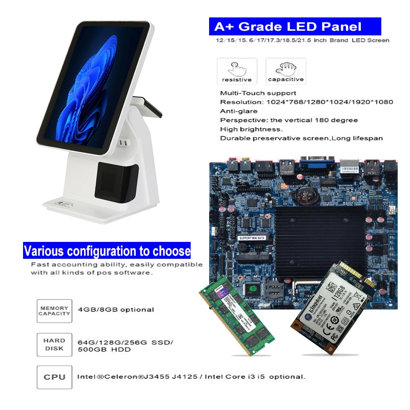 15.6 Inch 10 Point Capacitive Vertical Touchscreen All in One POS System