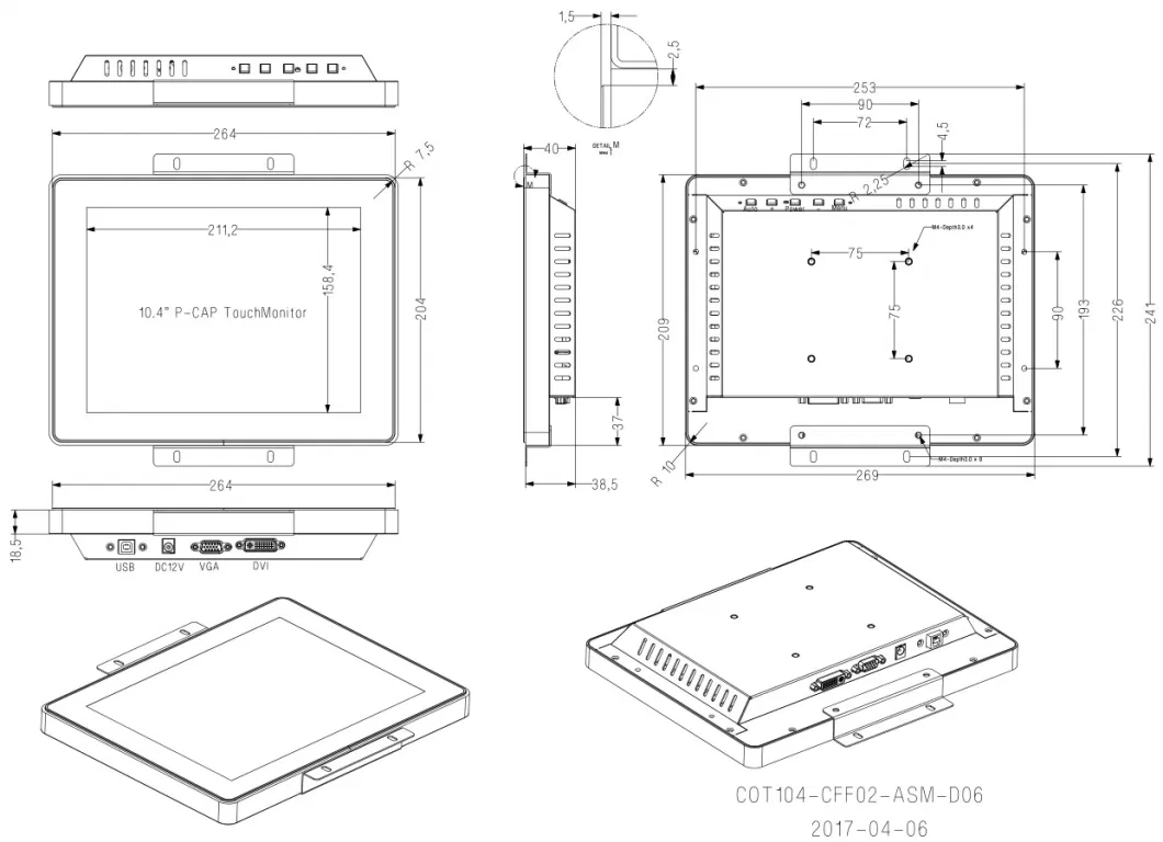 China All-in-One PC Manufacturer 10.4inch Industrial Monitor Pcap Capacitive Computer POS Touchscreen LCD Display