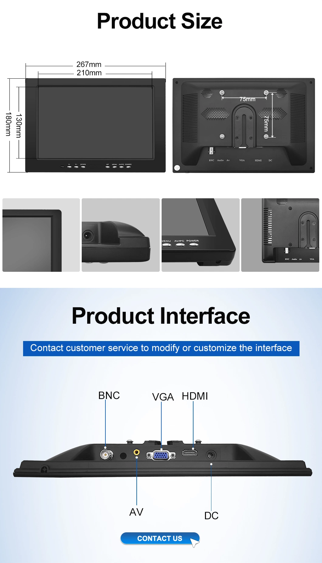 10.1 Inch Display LCD TFT Touchscreen Monitor 1024*600 Resolution Wide Screen Monitor