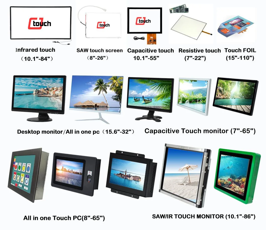 Touchscreen LCD Monitor 17 Inch IR Touch Panel High Brightness 1920*1080 Indoor Advertising Signage USB VGA DVI