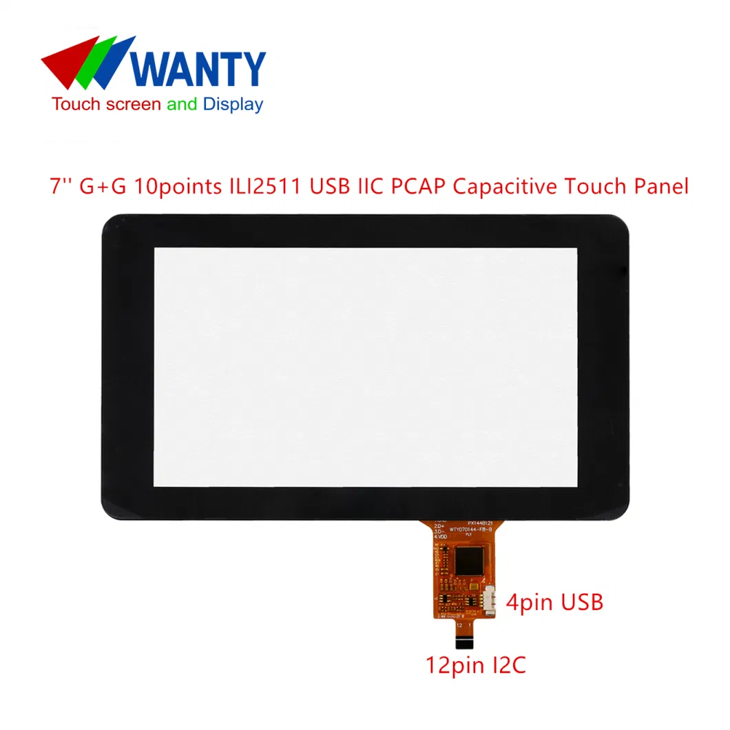 China Manufacturer 7 Inch IIC Glass+Glass Cap Touch Panel TFT LCD Displya Module Capacitive Touch Screen