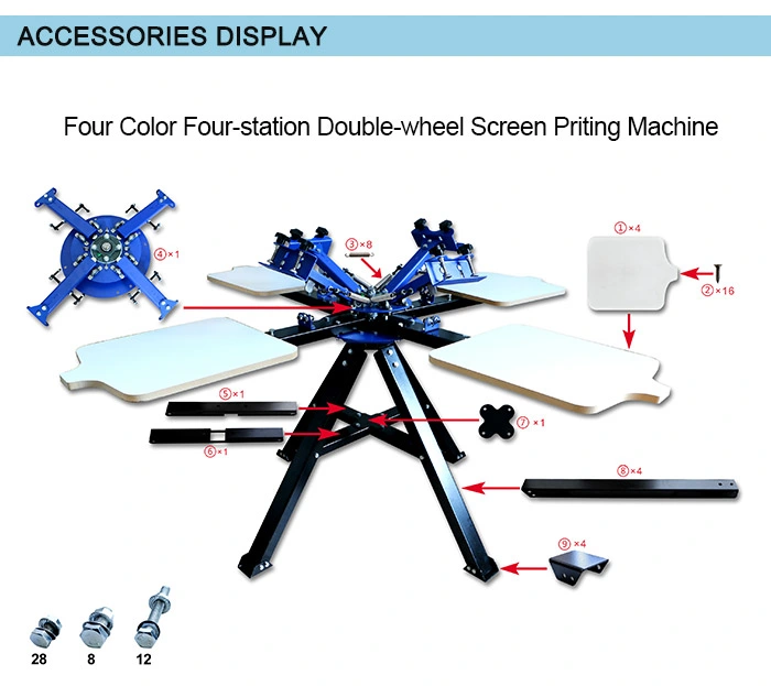 Mk-F442A Floor Type Four Color Four Station Double Wheel Screen Printing Machine
