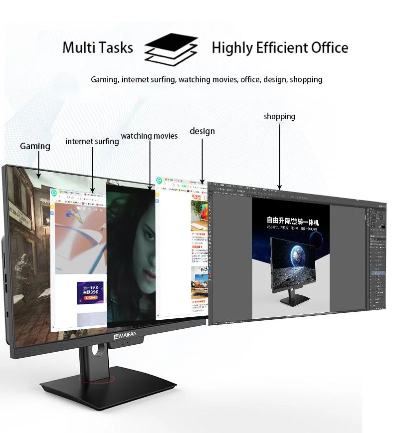 360 Degree Rotary Lifting Stand Industry Computer 21.5-Inch All in One PC