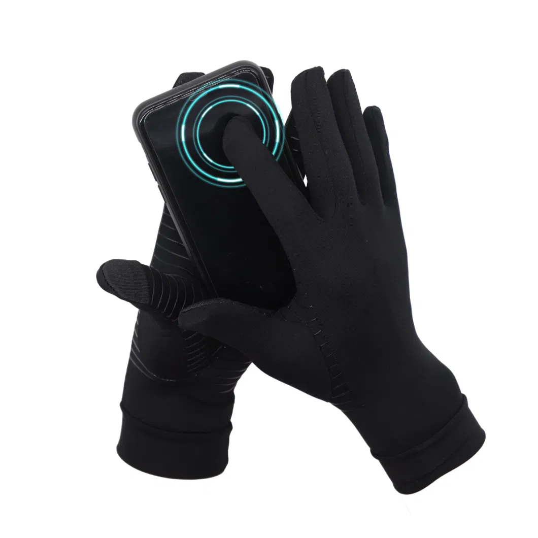 Black Copper Infused Full Finger Arthritis Gloves with Touch screen Fingers