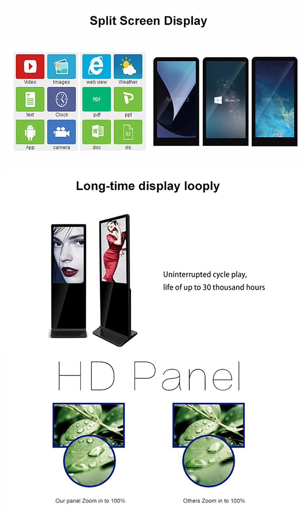 Infrared Advertising Player Floor Standing Kiosk 43 Inch LCD Ad Player HD Digital Photo Frame Touch Screen All in One PC