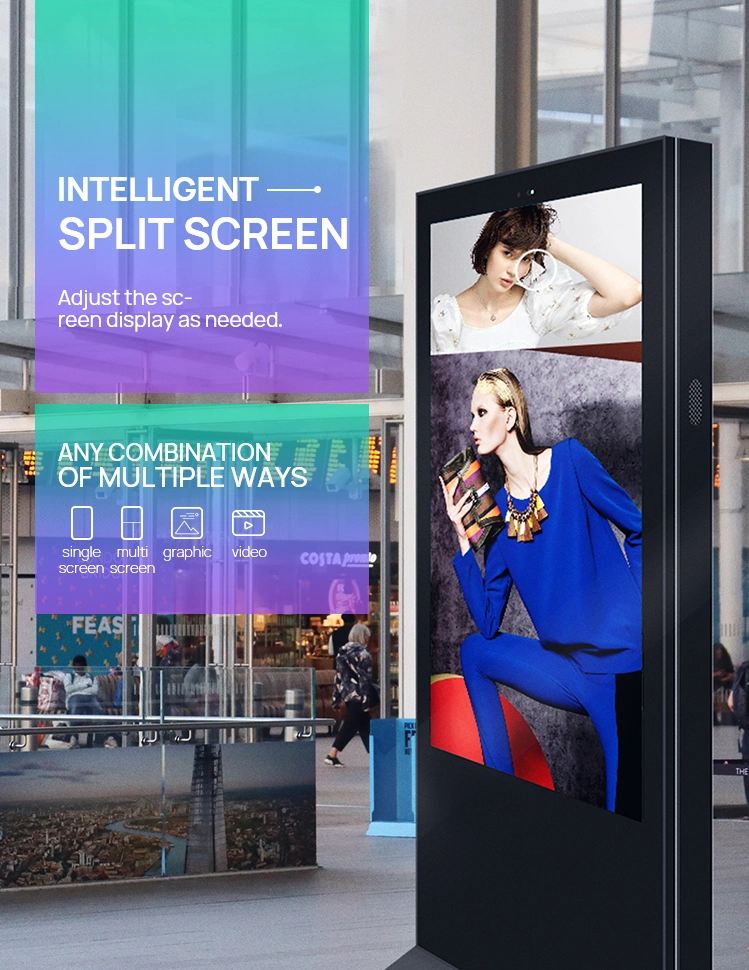 Double Sided Screen Totem 75inch High Bright Outdoor Advertising LCD Display Screen
