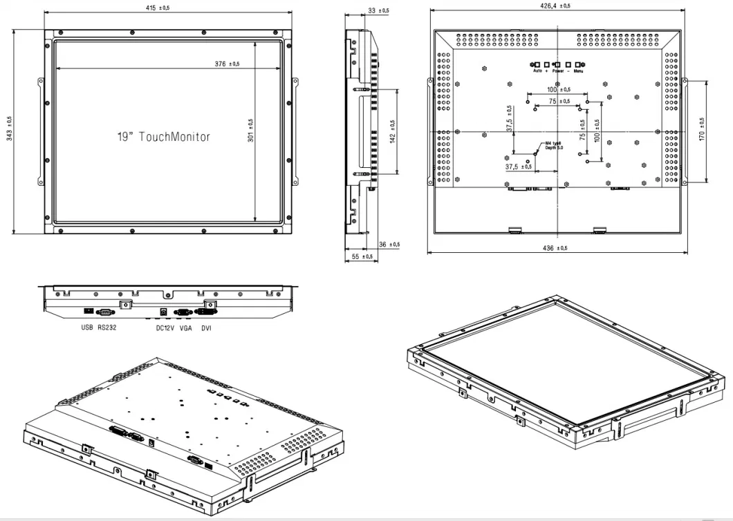 19 Inch Open-Frame Saw Touch Screen Monitor Price List