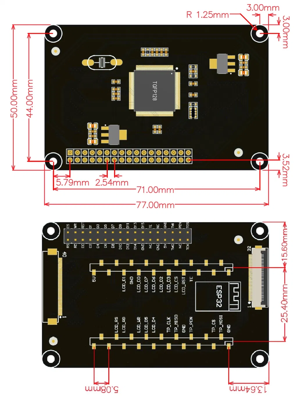 SSD1963 Adapter 7.0 Inch IPS 1024X600 Stm32 Esp32 MCU Parallel Port Capacitive Touch LCD Module