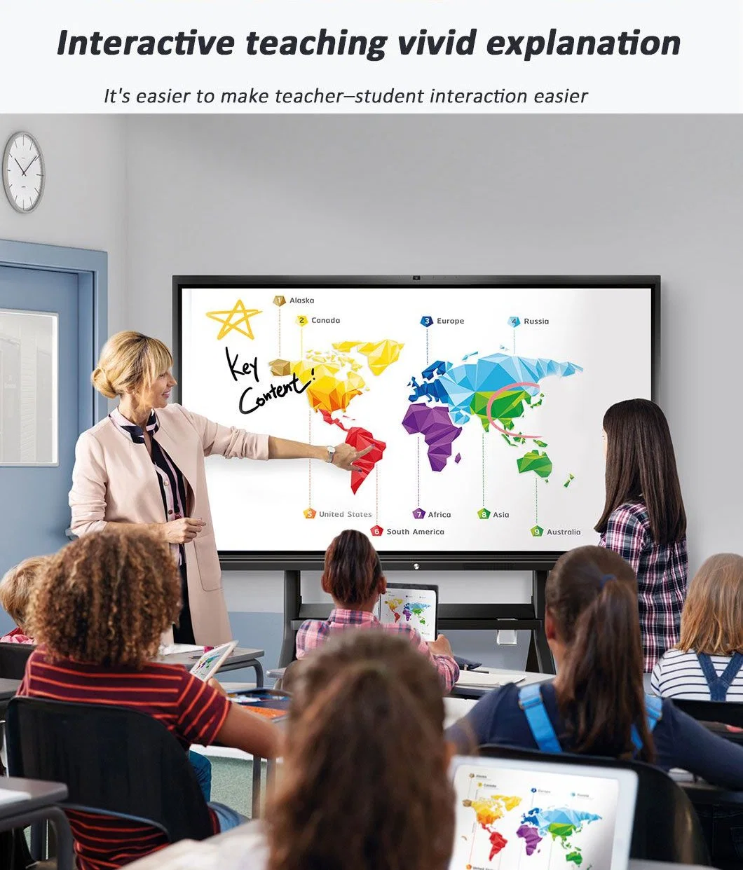 55 65 75 86 98 110 Inch Android 13 Interactive Whiteboard Touch Screen Whiteboard Built in Camera Microphone Interactive Flat Panel for Education and Conference