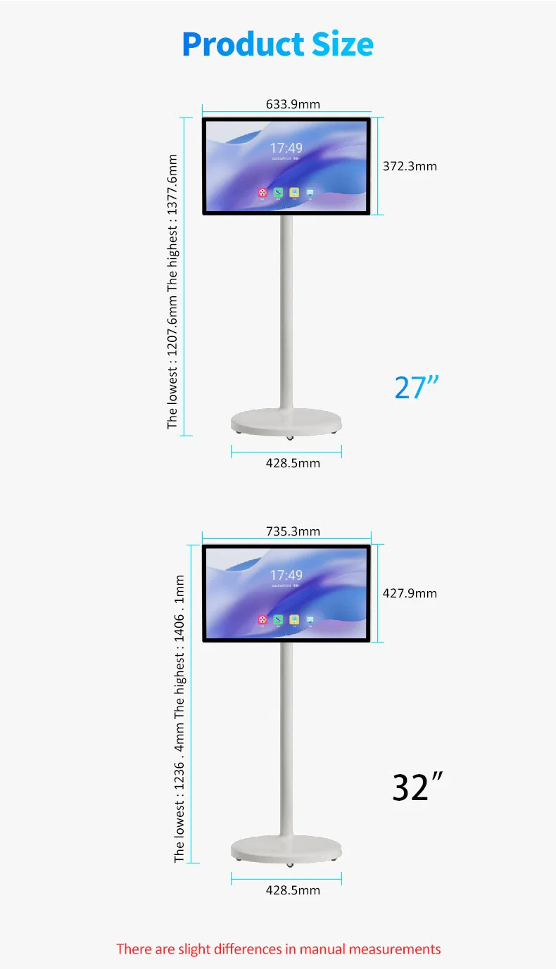 Touch Screen Advertising Monitor 21.5 27 32 Inch Movable Rechargeable LCD Standbyme Smart TV Stand by Me Standby Me