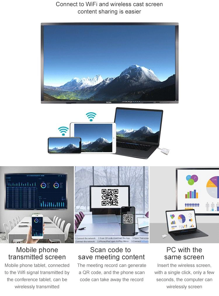 White Board Smart 85 86 Inch 4K Interactive Multi Business Touch Screen