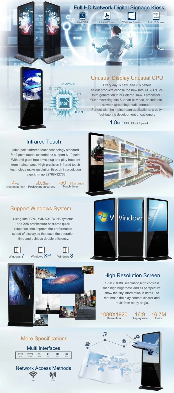 Factory Supply Interactive Information Kiosk, 32 Inch Touch Screen Totem