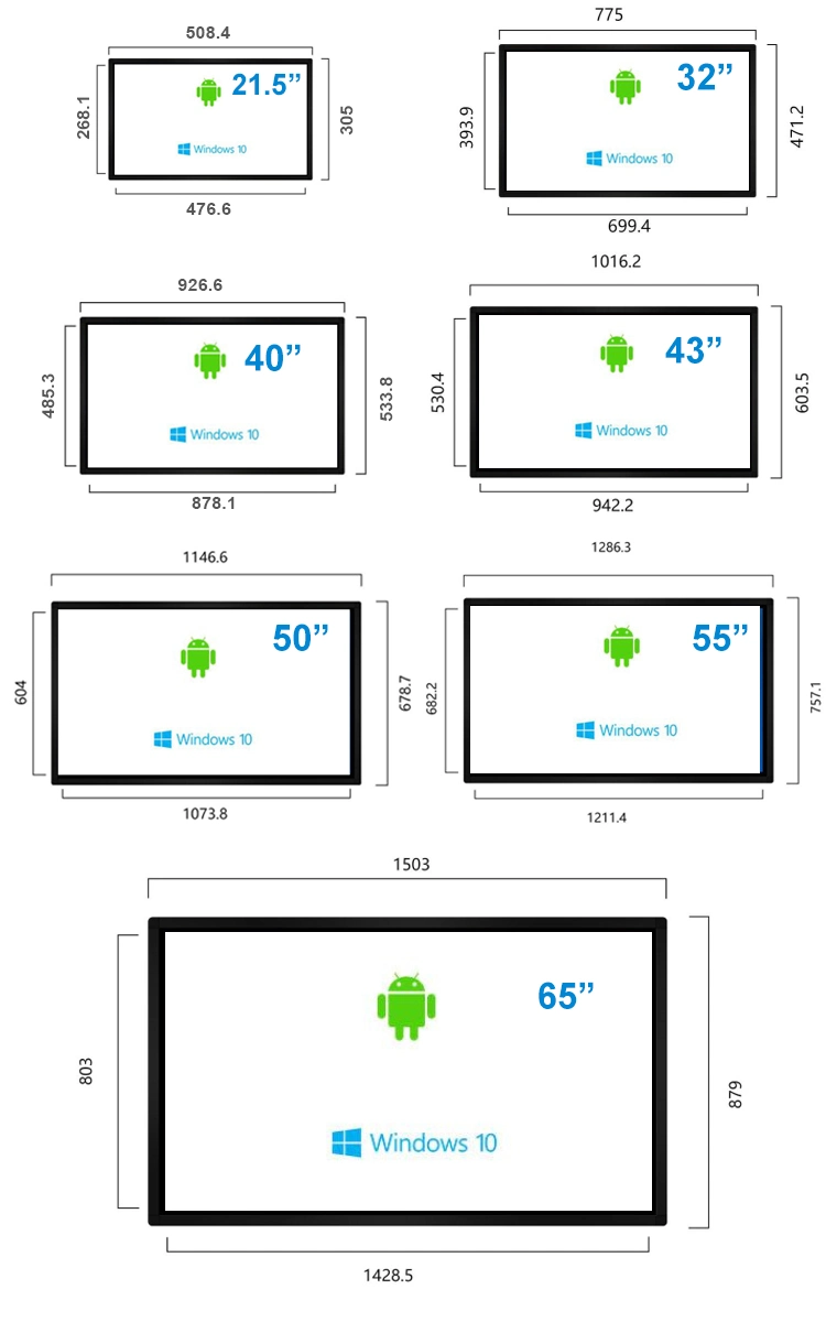 Wall Mount Custom LCD Display Touch Screen LCD 32 Inch Screen