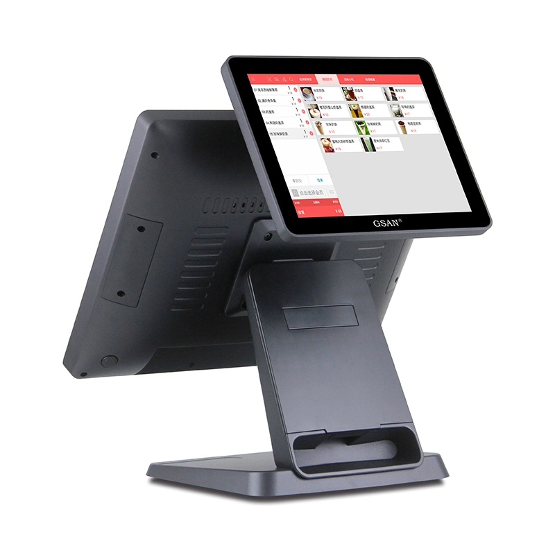 All in One 15 Inch Cash Register Payment Terminal Capacitive Touch Dual Screen 9.7 Inch Dual Screen POS System