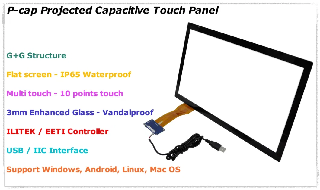 17&quot; 18.5&quot; 19&quot; USB Interface Capacitive Touch Screen