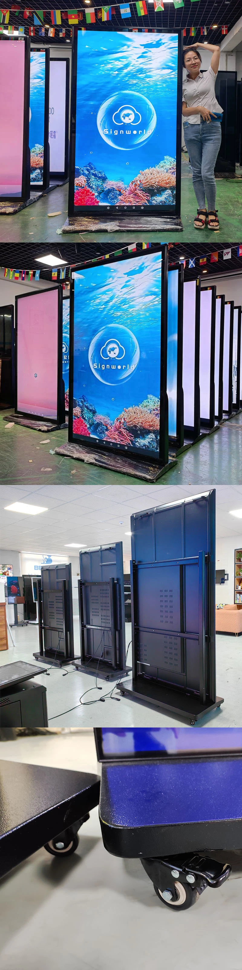 Full HD Indoor Interactive Kiosk Floor Stand Touch Screen 75 85 Inch Vertical Totem Digital Signage LCD Advertising Screen