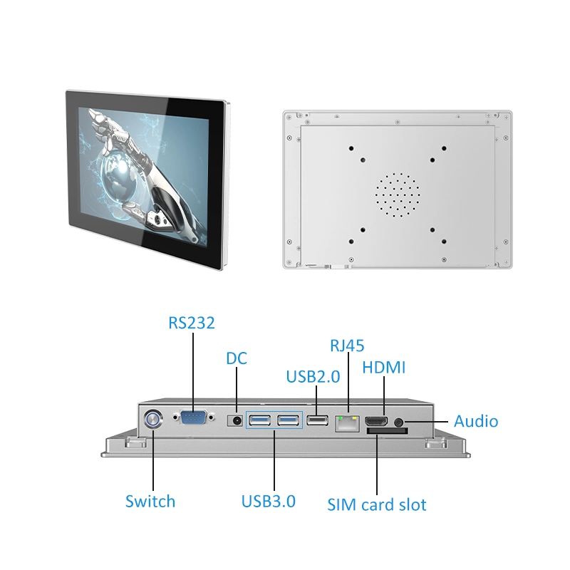 Industrial Touch Screen PC LCD Monitor 10.1 Inch Embedded Wall Mount Full Aluminum Waterproof Industrial Monitor