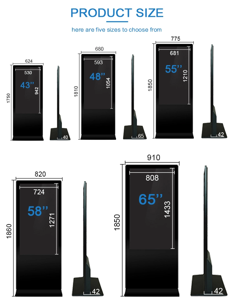 Large Capacitive Touch Kiosk Touch Panel 65/75/85 Inch Digital Signage LCD Screen