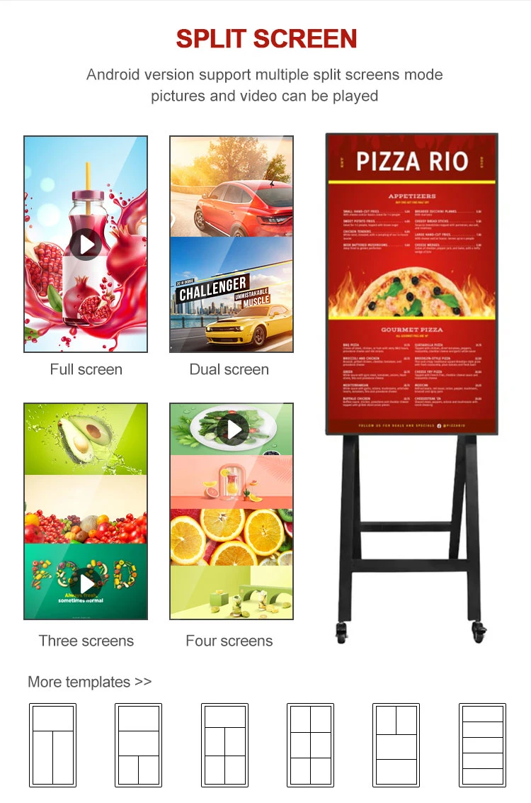 Floor Standing Windows 32 Inch Portable LCD Advertising Hospital Information Kiosk Touch Screen