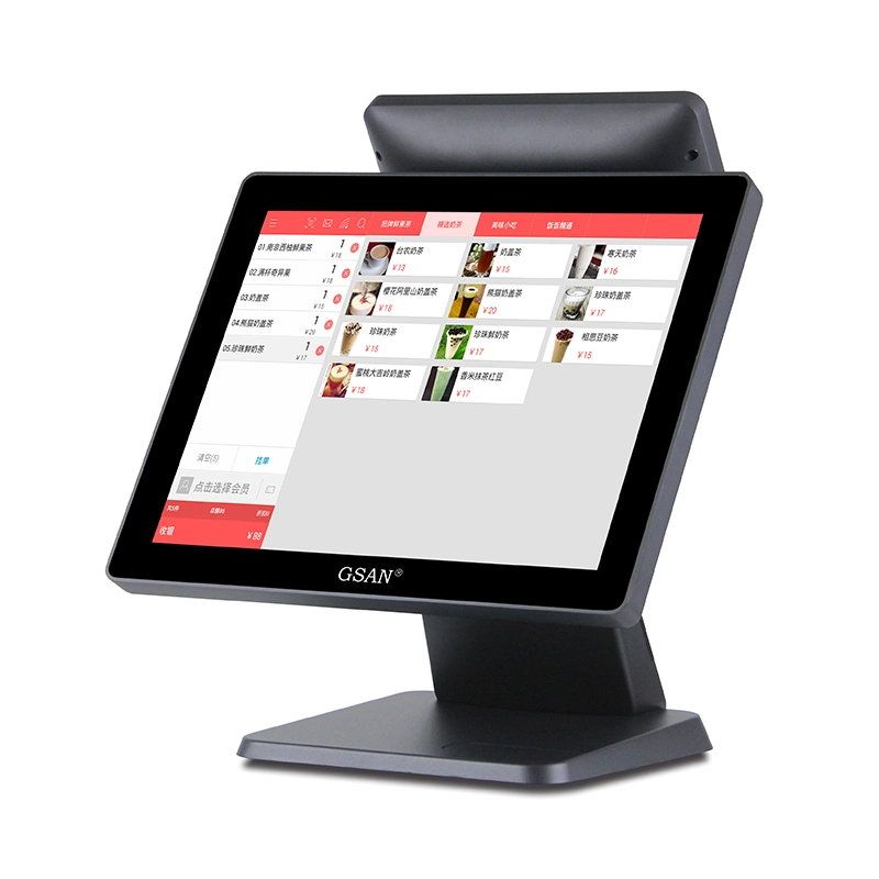 All in One 15 Inch Cash Register Payment Terminal Capacitive Touch Dual Screen 9.7 Inch Dual Screen POS System