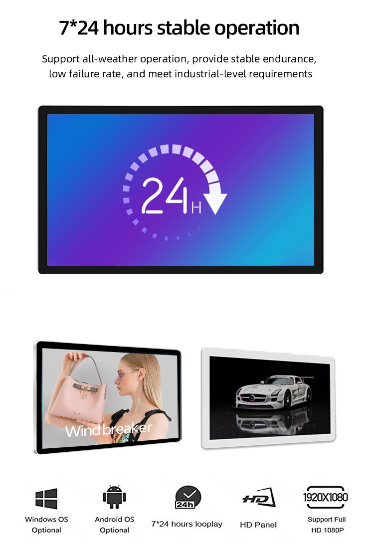 27 32 43 Inch 1920X1080 Android System Wall Mounted LCD Display Waterproof Industrial Capacitive Touch Screen Monitor