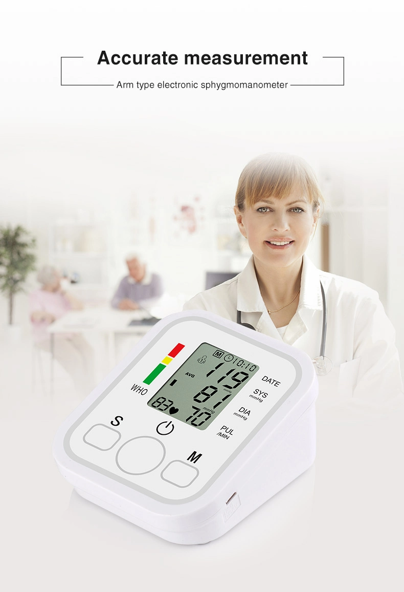 Medical Home Care Automatic Sphygmomanometer Arm Electronic Blood Pressure Monitor with LCD Digital Display and Voice Broadcast
