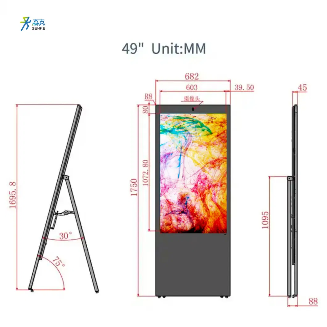 Senke 55inch Screen Indoor Floor Standing Digital Signage Standing Indoor Screen Foldable Digital