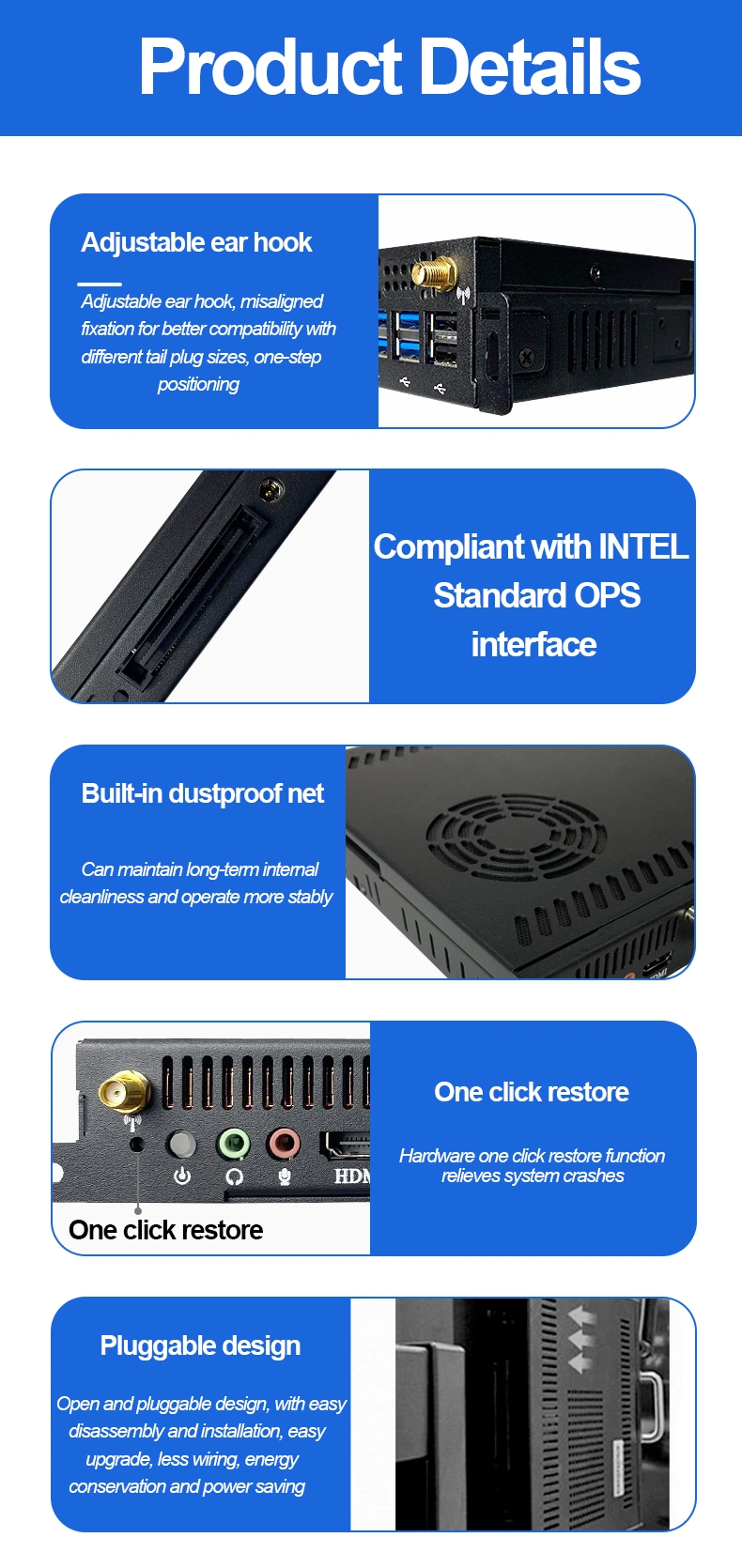 OPS Computer Host Module Plug-in Touch Screen Wall Mounted Core I5 Intelligent Teaching Conference Integrated Compute