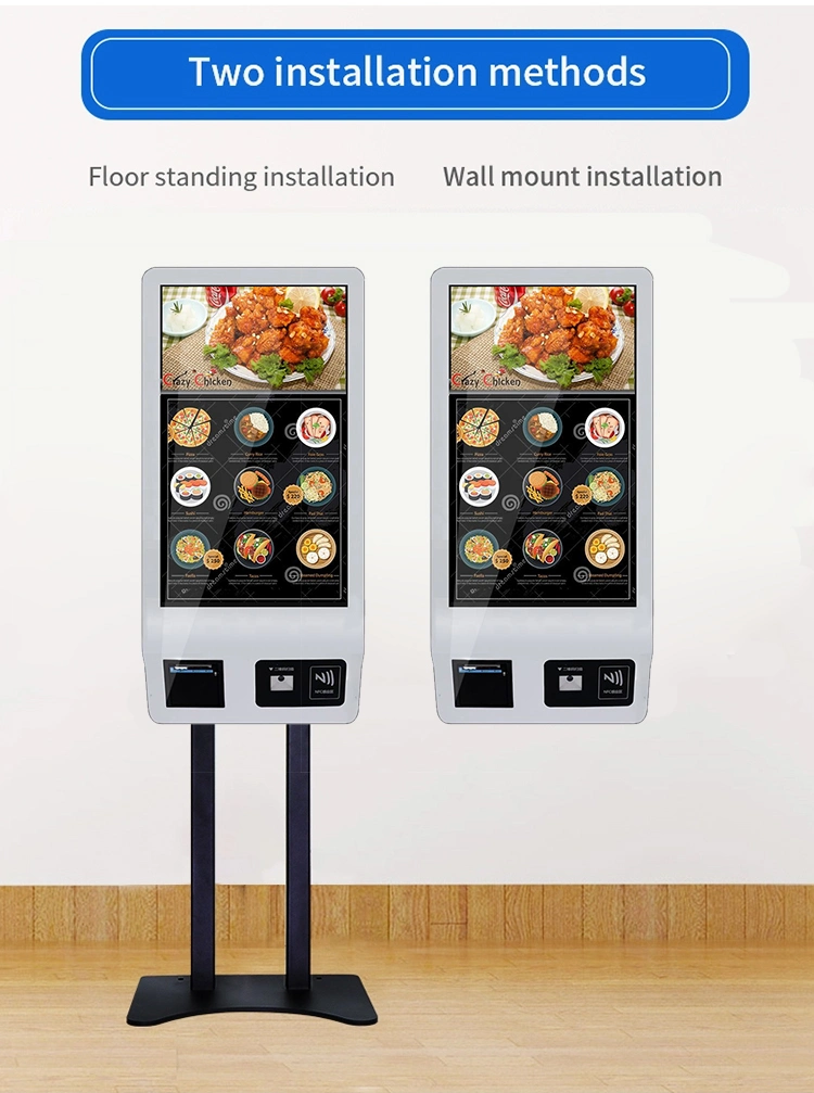 24 32 Inch Restaurant Automatic Kiosk Touch Screen Computer Unattended Self Ordering Self Service Payment Kiosk Monitor