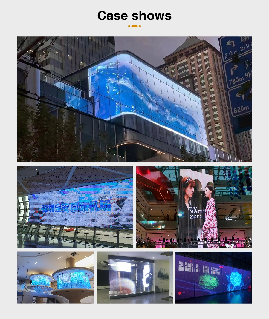 High Brightness Transparent LED Display Outdoor Over 5000 Nits Bright Transparent Screen Seamless screen Transparency