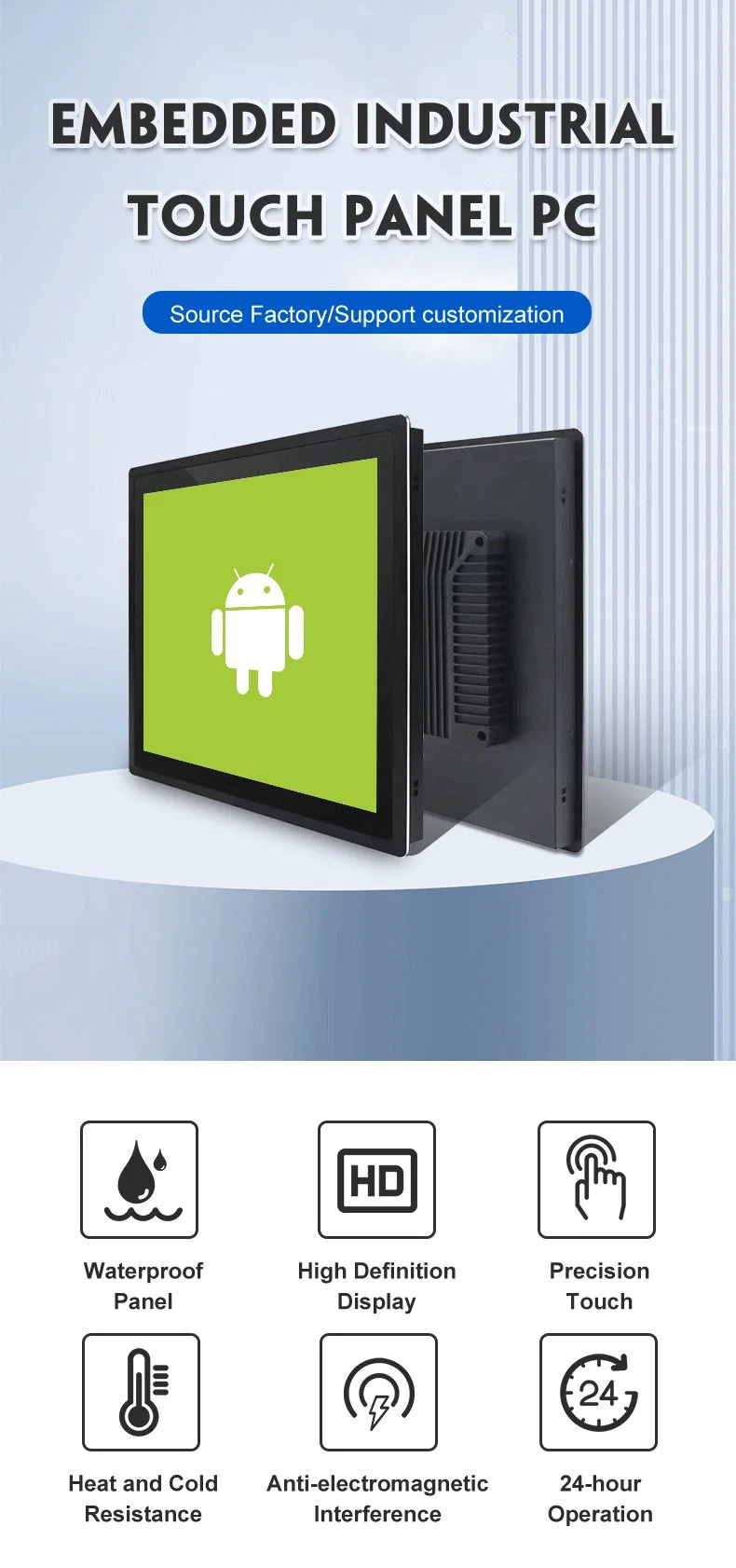 13.3 Inch 2g Emmc 8g Rk3288 Android OS Embedded Industrial Touch Monitor Waterproof Touch Screen