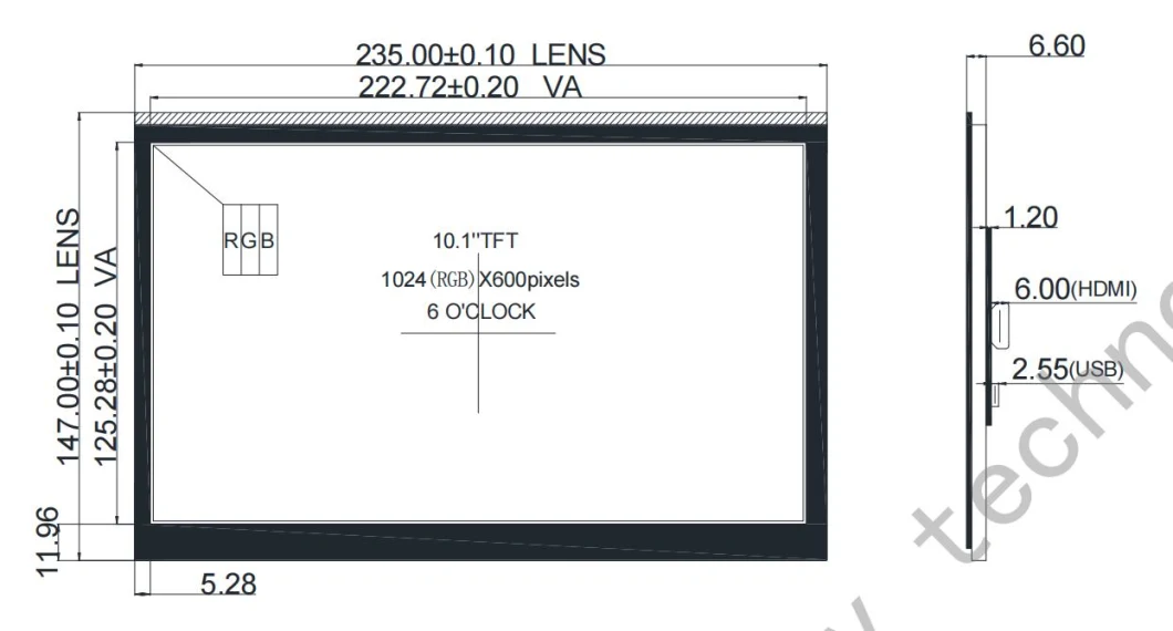 10.1 Inch 1024*600 HDMI Capacitive Touch Panel