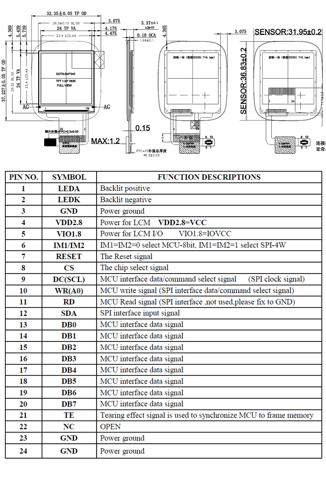 OEM waterproof sunscreen high-definition display Module TFT LCD Touch Screen