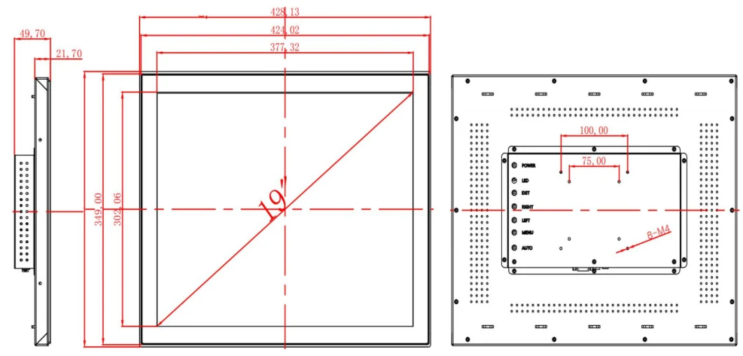 Custom OEM Low Nre Charges 19 Inch Open Frame Projected Capacitive Pcap Fast Response Touch Screen Computer PC Monitor with IPS TFT LCD Display