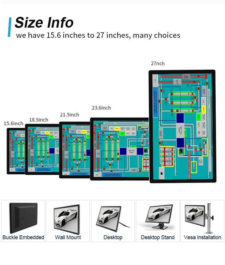 Sunlight Readable IP65 23.6&quot; VGA HMI DVI USB Touch Monitor