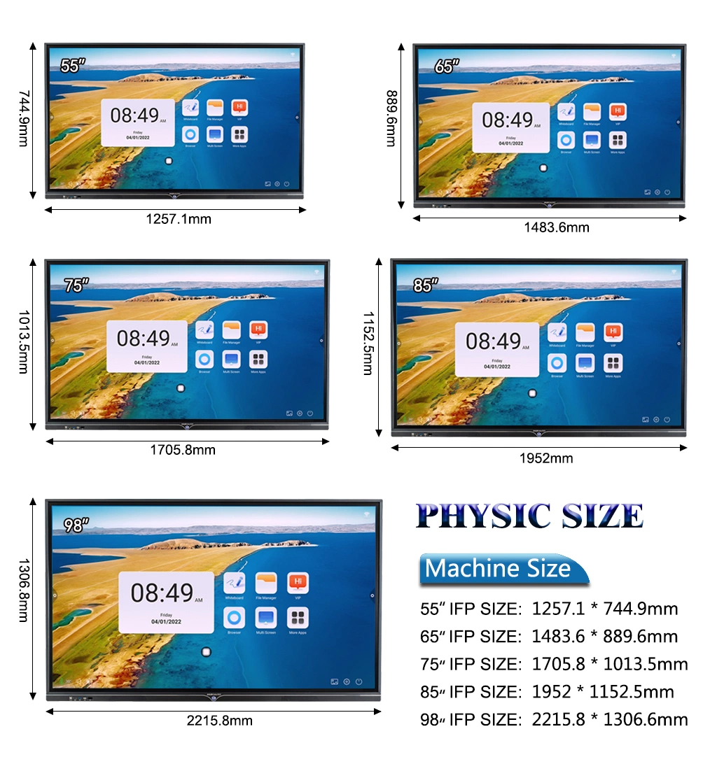 Infrared LED Touch Computer Anti Glare Interactive Flat Panel Manufacturer Board Miboard Conference Meeting Whiteboard Display LCD Screen Ifp 65&prime; &prime;