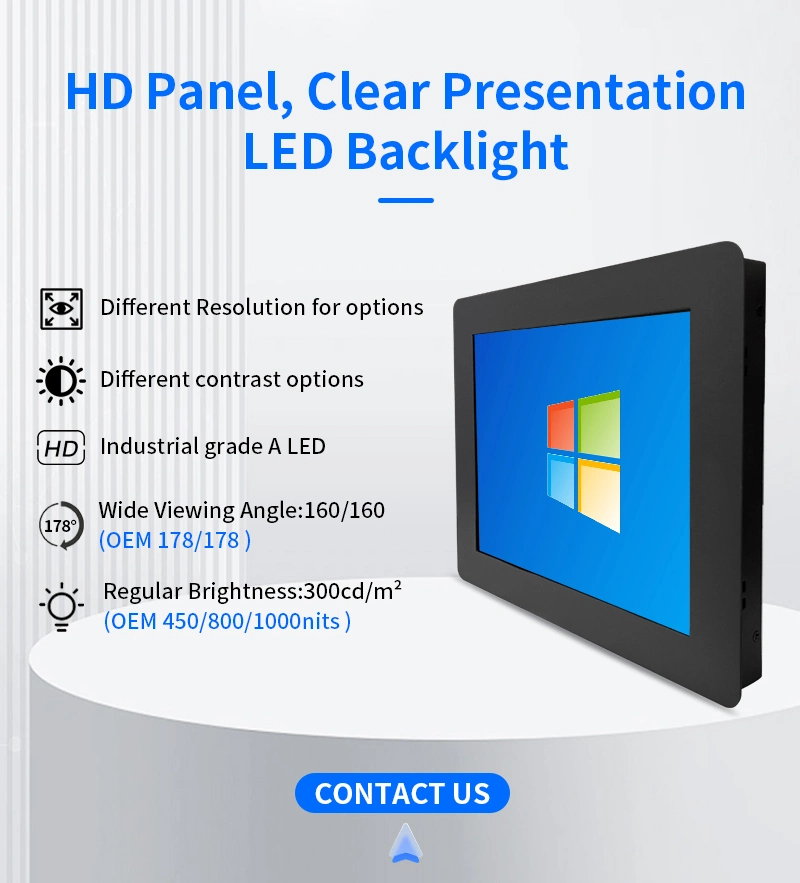 OEM ODM 10.4 Inch 1024*768 HDMI VGA LCD Screen Display Metal Case TFT Embedded Industrial Monitor