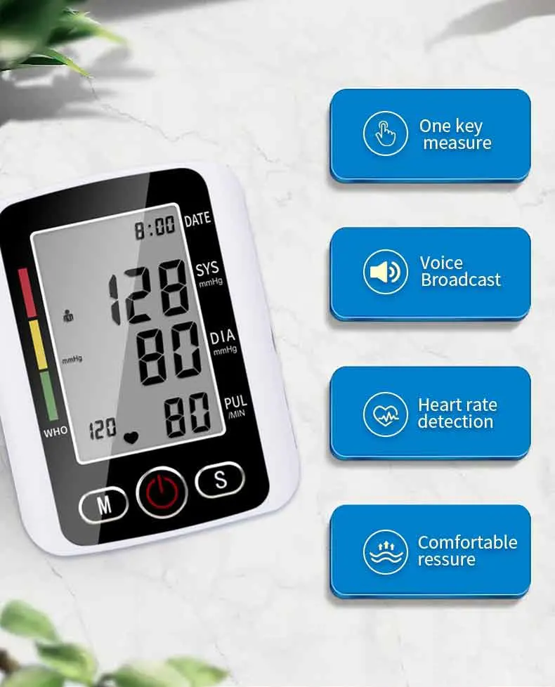 New Large LCD Automatic Portable Upper Arm Type Digital Sphygmomanometer Bp Meter Digital Blood Pressure Monitor