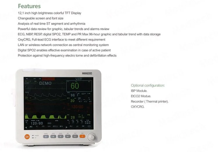 CE Approved 12.1 Inch Patient Monitor with Touch Screen