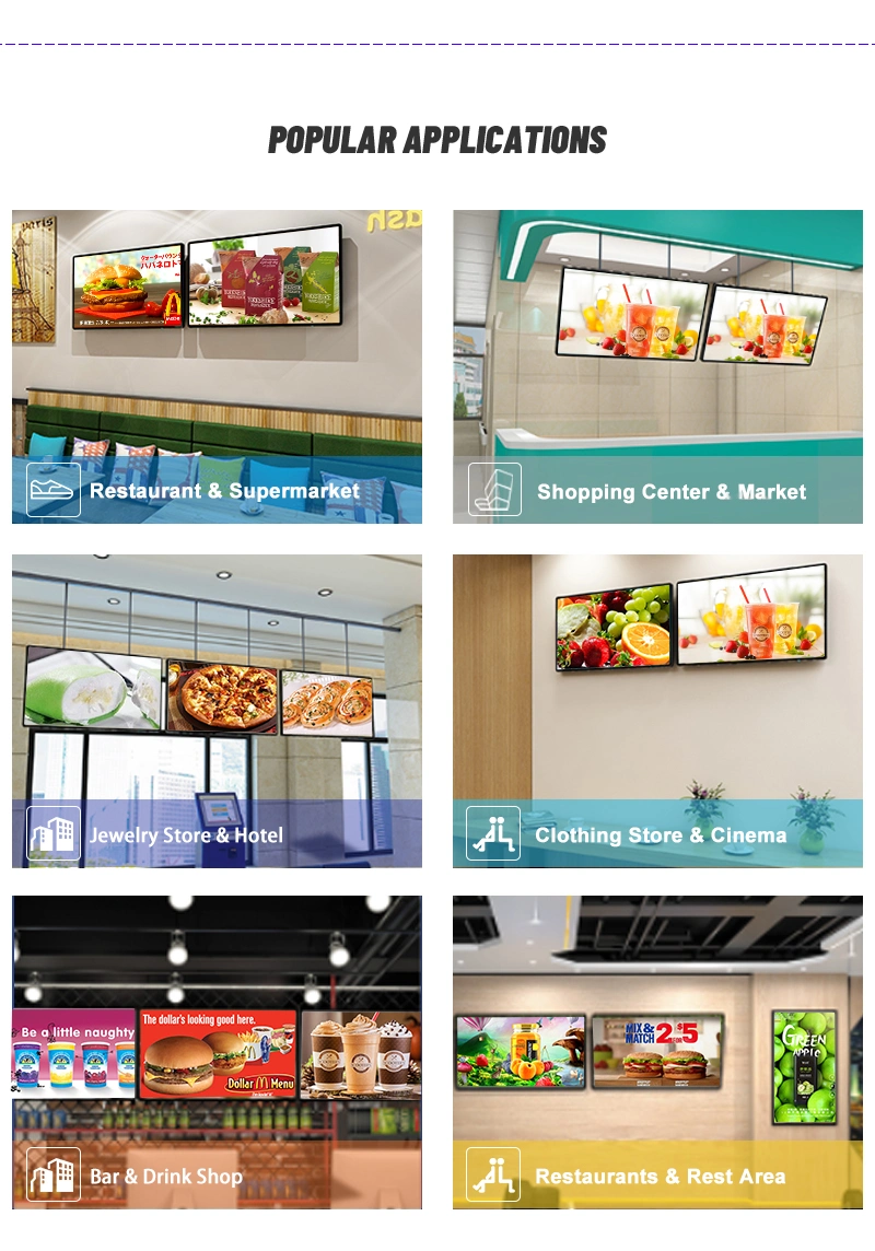 Indoor Android Wall Mount Large Digital Touch Screen All in One PC 32-55 Inch LCD Touch Screen