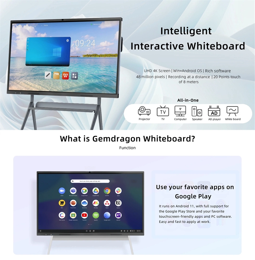 55 65 75 86 98 100 110 Inch Digital Smartboard Office Supplies Smart Board TV Price All in One PC Touch Screen Whiteboard LCD White Board Interactive Flat Panel